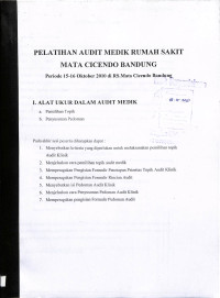 pelatihan audit medik rumah sakit mata cicendo bandung periode 15-16 oktober 2010 di rs.Mata Cicendo Bandung