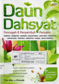 daun dahsyat :pencegahan dan penyembuh penyakit anemia,diabetes,kanker,kolesterol,jantung,hepatitis,hipertensi,vertigo,obesitas,ginjal,batu empedu